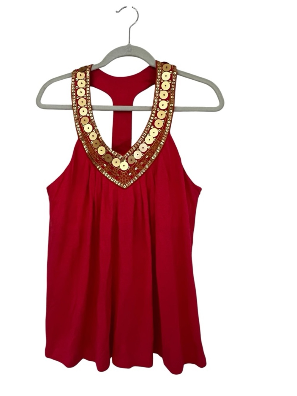 Victoria’s Secret Women’s Pink Embellished Halter Tank Top - Gold Accent